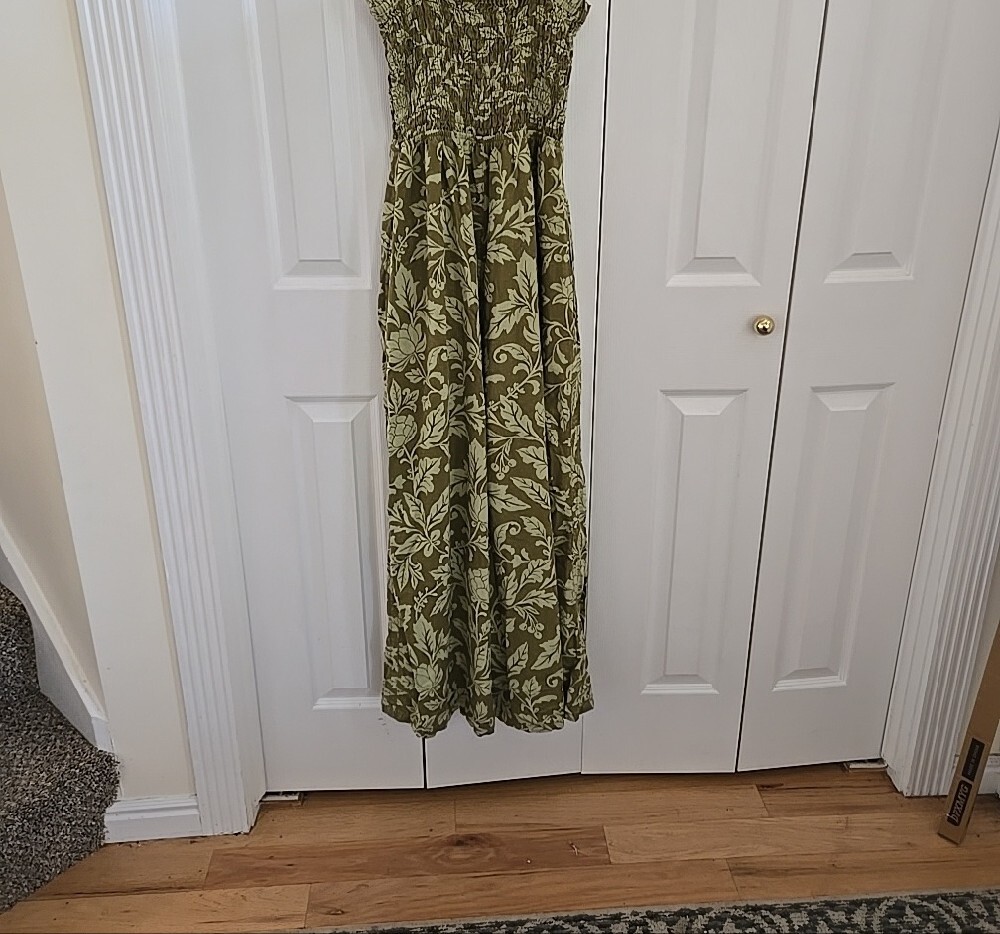 Anthro Pilcro Smocked Wide-Leg Jumpsuit in Olive Floral - Picture 10 of 10